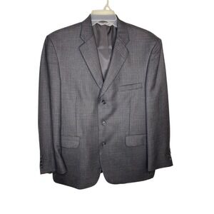 Stafford Executive Mens 42S Grey Black Houndstooth 100% Wool 3 Button Sport Coat